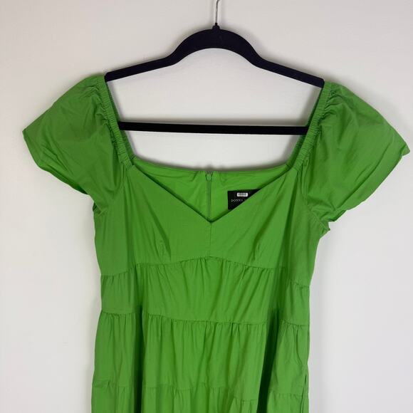 Donna Morgan Womens Colorblock Short Sleeve V-Neck Green/Yellow Maxi Dress US 4 - Picture 3 of 11